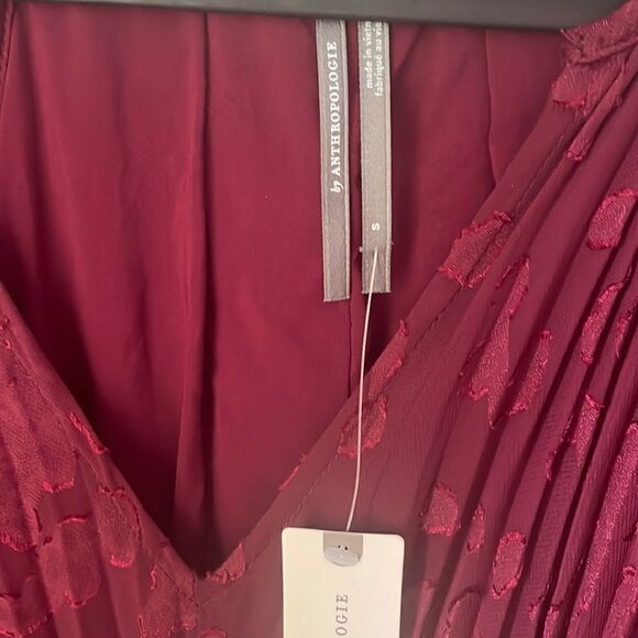Anthropologie Toulon Pleated Mini Dress Plum S - Picture 7 of 9